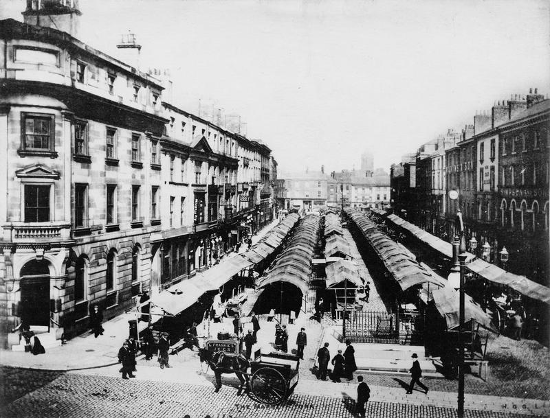 Market in Parliament Street, 1880s.