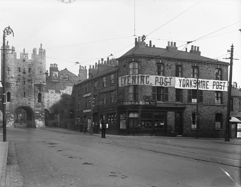Police officer on points duty in front of Micklegate Bar, 1925-1935.