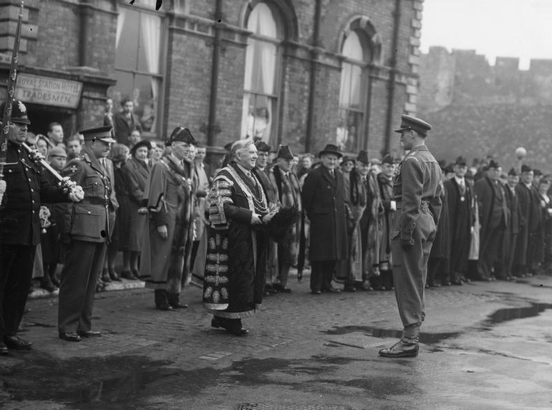 York's civic dignitaries and leaders are pictured outside the Station Hotel in April 1950.
