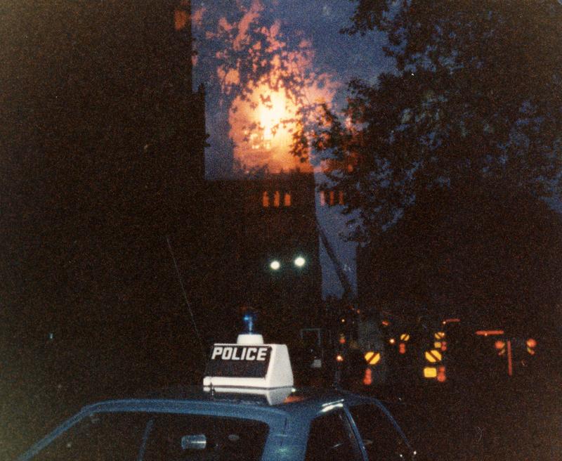 York Minster during the fire of 9 July 1984.