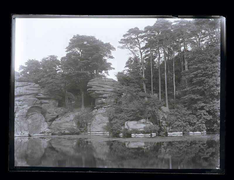 Rock formations on a riverside, c.1900